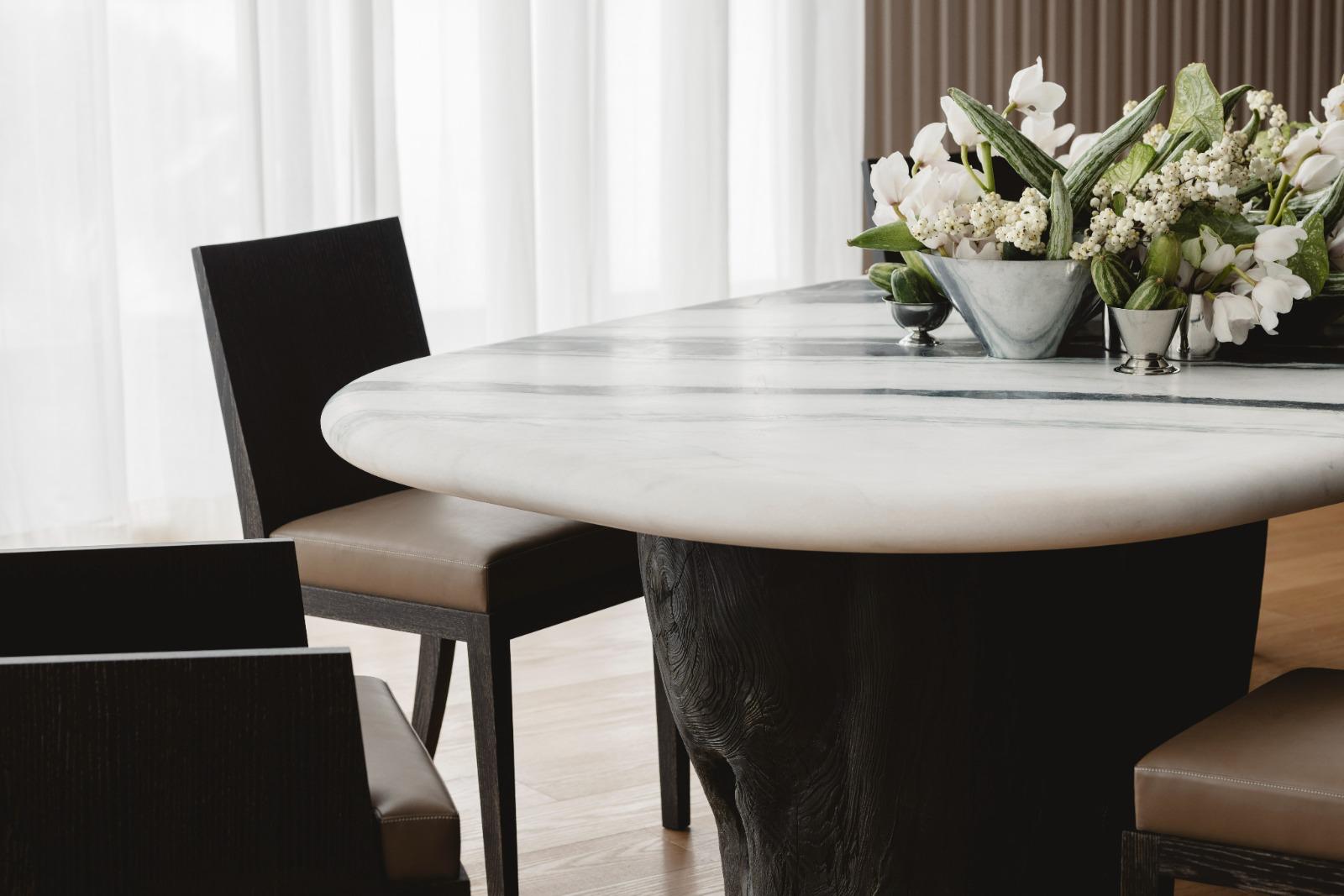 The Obsidian Residence, dining table with florals